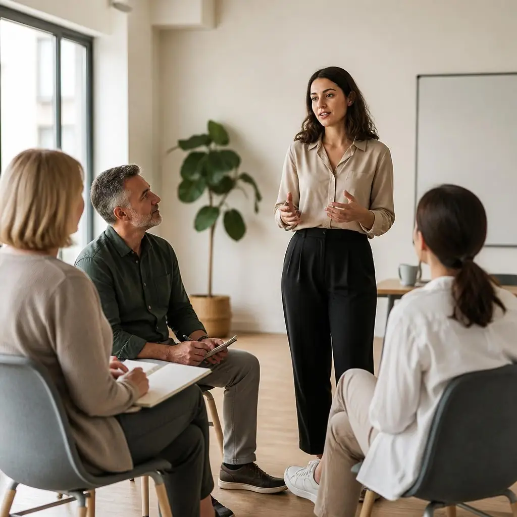 Language coaching session in a modern classroom